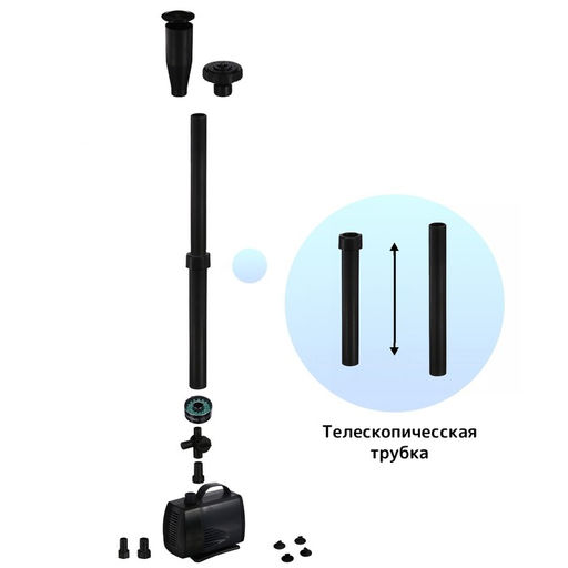 Фонтан садовый с подсветкой LED-10000FP, 100 Вт, h=6 м, 6500 л/ч, 30 LED-ламп, кабель 5 м - Simaland фото 2