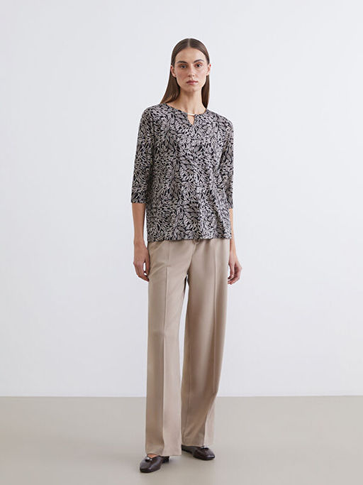 Bisiklet Yaka Desenli Bluz