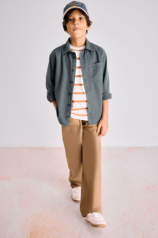 %100 Pamuk Loose Fit Standart Pa_a Gabardin Pantolon Erkek _ocuk - Defacto фото 2