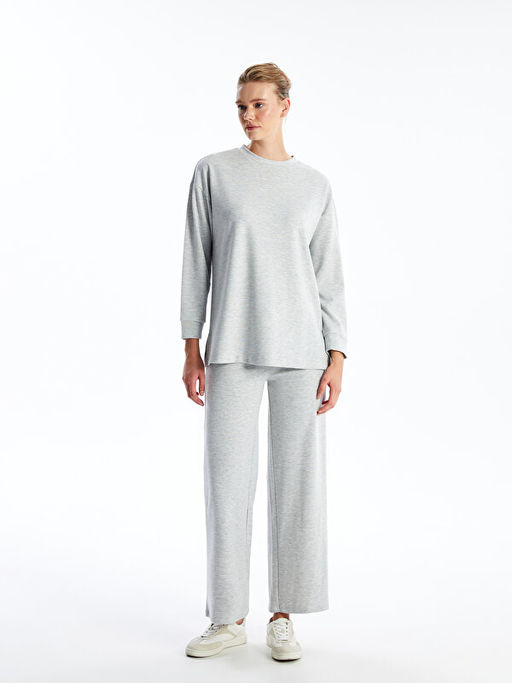 Bisiklet Yaka D?z Oversize Kad?n Sweatshirt Tunik