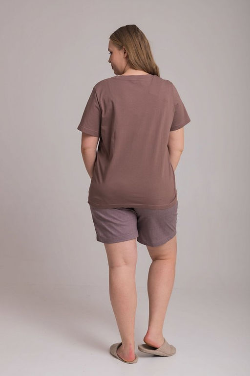 Пижама футболка и шорты М325294Пк коричневый - Елена фото 3