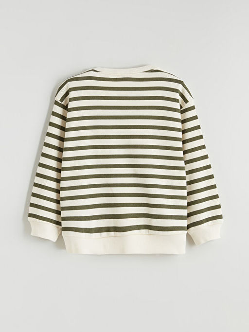 Bisiklet Yaka ?izgili Erkek ?ocuk Sweatshirt