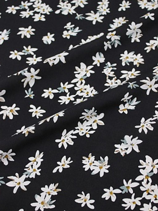 Штапель Жасминовые цветочки на черном, ш.1.45м, вискоза-100%, 100гр/м.кв - Купава фото 6