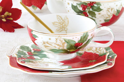 Чашка с блюдцем Пуансеттия и ягоды, 0,12 л - Easy life фото 3