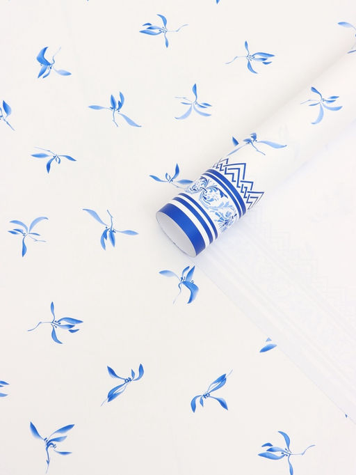 Цена за 20 шт. Пленка для цветов и букетов «Эскиз», белая с голубым, 57×57 см