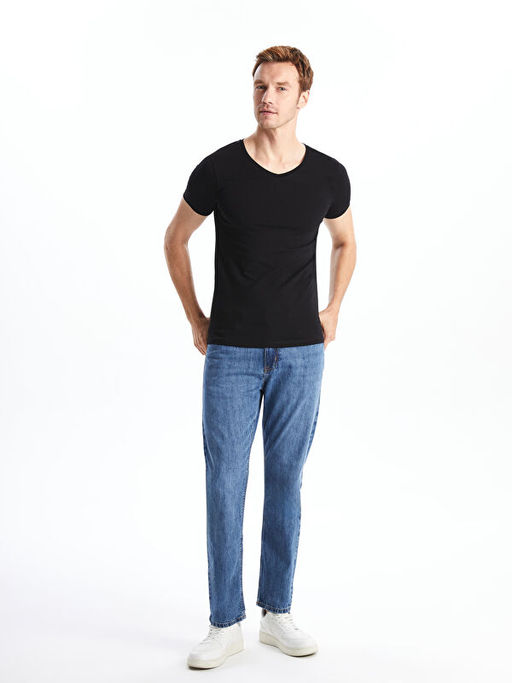 V Yaka K?sa Kollu Penye Erkek Ti??rt - Waikiki фото 4