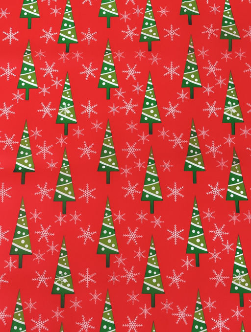 Цена за 10 шт. Бумага упаковочная новогодняя тишью Зимний лес, красная, 50?66 см