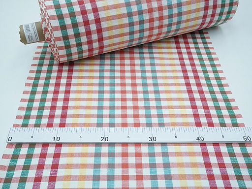 Холст полотенечный Цветная клетка цв.красный/зеленый/бирюзовый, ш.0.5м, лен-30%, хл-70% - Купава фото 4