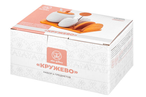 Набор - сахарница 350 мл Жемчуг с ложкой + солонка + перечница + салфетница на дер.подст.с ручкой - Elan gallery фото 7