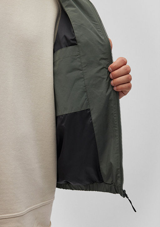 Kapusonlu Haki Ceket - Mavi фото 5