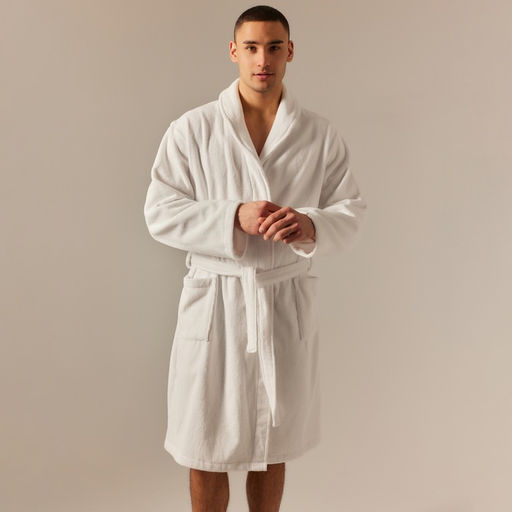 Халат махровый мужской SL HOME: Basic «Блан де Блан», размер S, хлопок 100%, белый