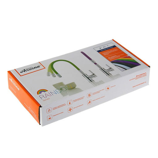 Смеситель для кухни Accoona А9890F, однорычажный, силиконовый излив, черный/хром