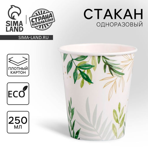 Стакан одноразовый бумажный «Природа», 250 мл, 10 шт