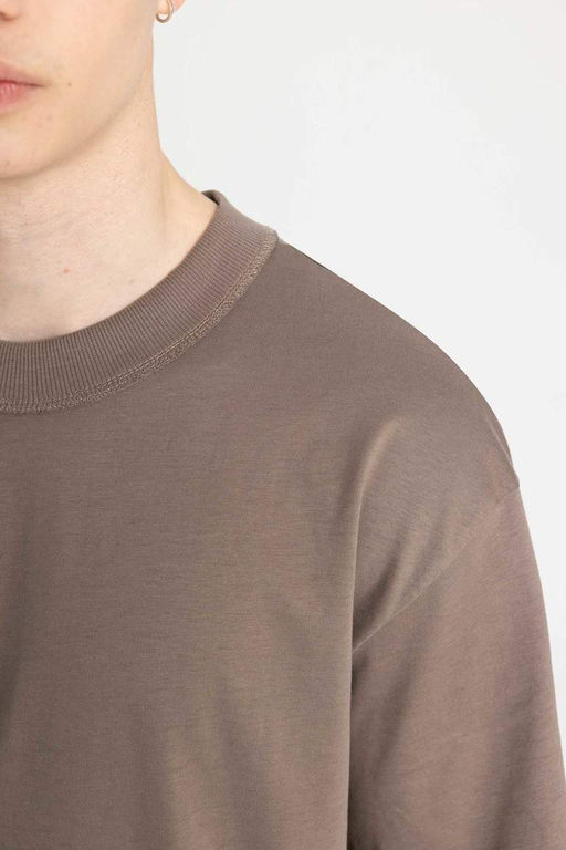 Футболка свободного покроя с круглым вырезом и короткими рукавами - Defacto фото 5