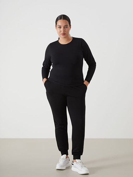 Kad?n Beli Lastikli D?z Jogger E?ofman Alt?