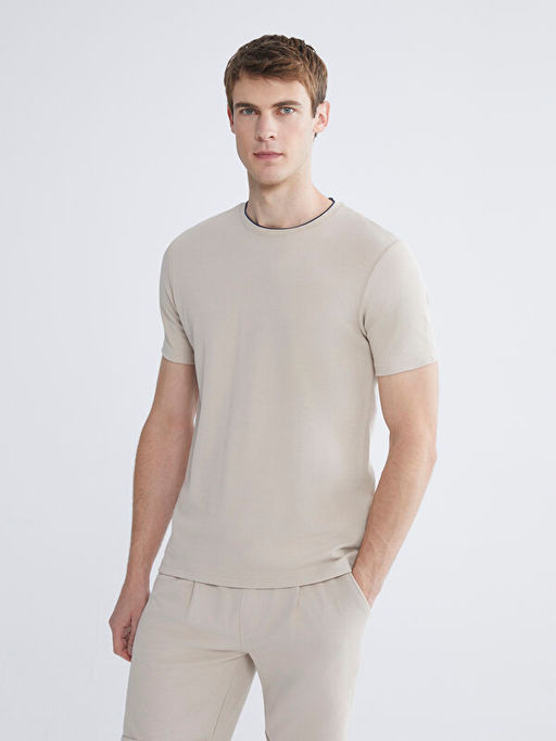 Bisiklet Yaka Erkek Penye Dokulu Ti??rt