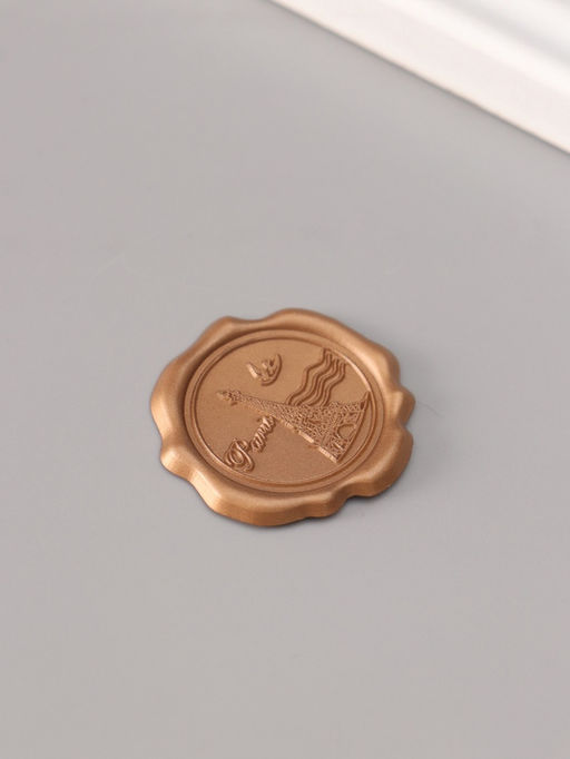 Цена за 4 шт. Сургучный оттиск «Париж», декоративный элемент для приглашений, конвертов и сертификатов, бронза, d=3.2 см