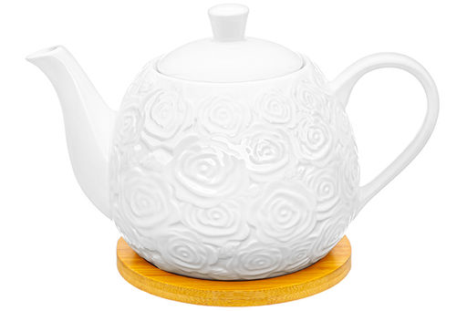 Чайник 900 мл 21,5*13,5*14,5 см Розы на деревянной подставке - Elan gallery фото 2