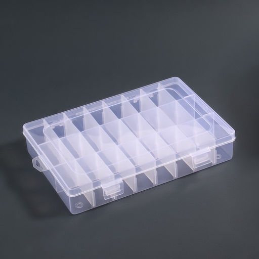 Органайзер для мелочей, передвижные ячейки, 24 ячейки, 19.5×13.3×3.5 см, прозрачный