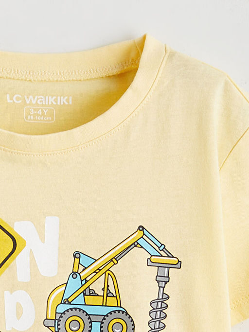 Bisiklet Yaka Bask?l? Erkek ?ocuk Pijama Tak?m?