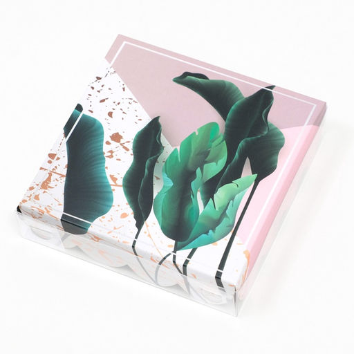 Цена за 5 шт. Коробка для печенья, «Мраморный гербарий», 12×12×3 см