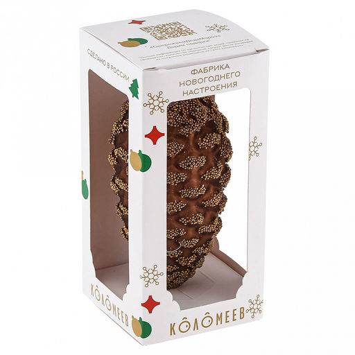 Елочная игрушка фигурка стеклянная Шишка большая h12см, ручная художественная роспись, подарочная упаковка (Россия) - Домашняя мода фото 2