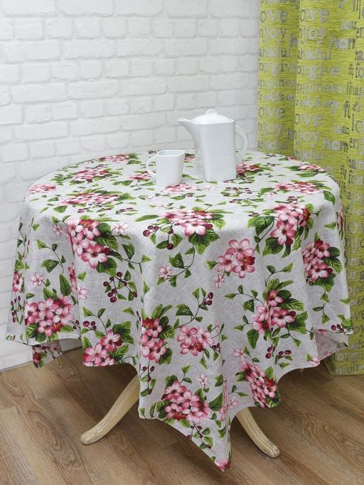 Скатерть Вишня 150*220см. рогожка хлопок 100% - Лен поволжья фото 2