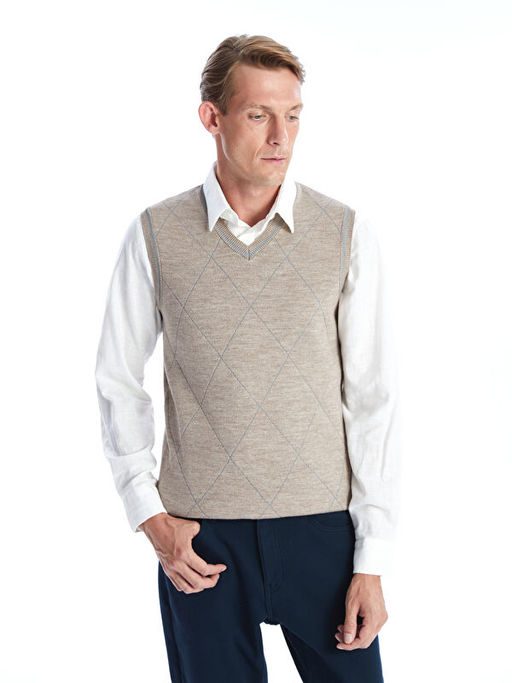 Standart Kal?p V Yaka Erkek Triko S?veter