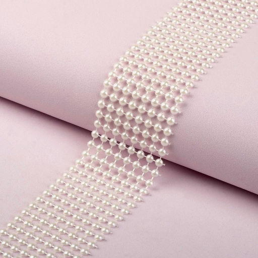 Лента с имитацией жемчуга, 4 см, 9±1 м, белая