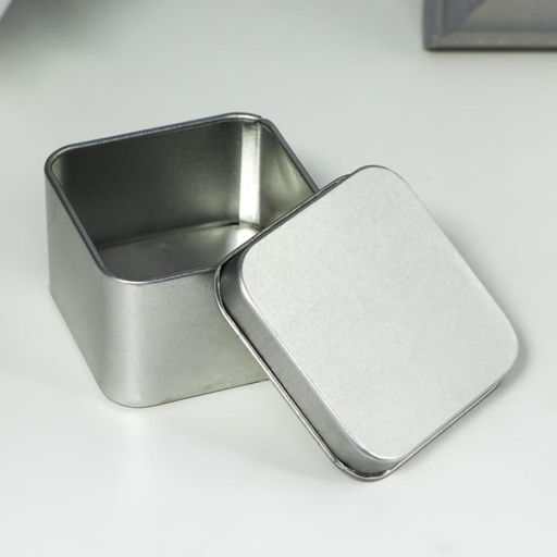 Цена за 3 шт. Шкатулка для украшений, мелочей «Квадрат серебряный», металл, 6×6×4 см