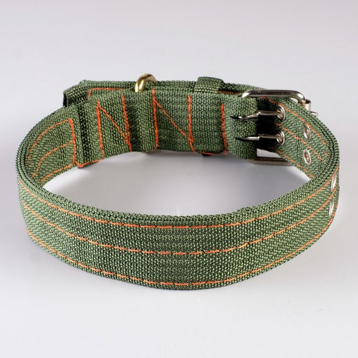 Ошейник четырехслойный с вертлюгом, 65 х 4 см, ОШ 54-60 см, полиэстер, зелёный - Пижон фото 2