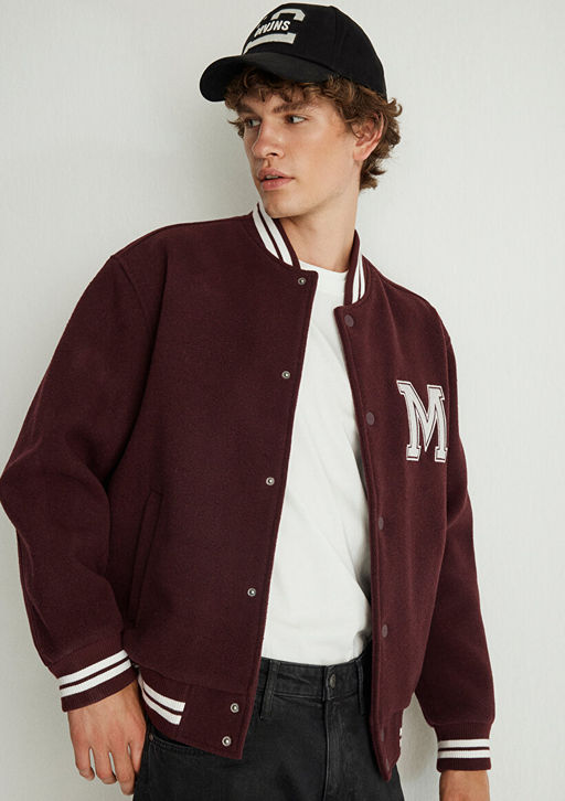 M Bask?l? Bordo Bomber Ceket - Mavi фото 5