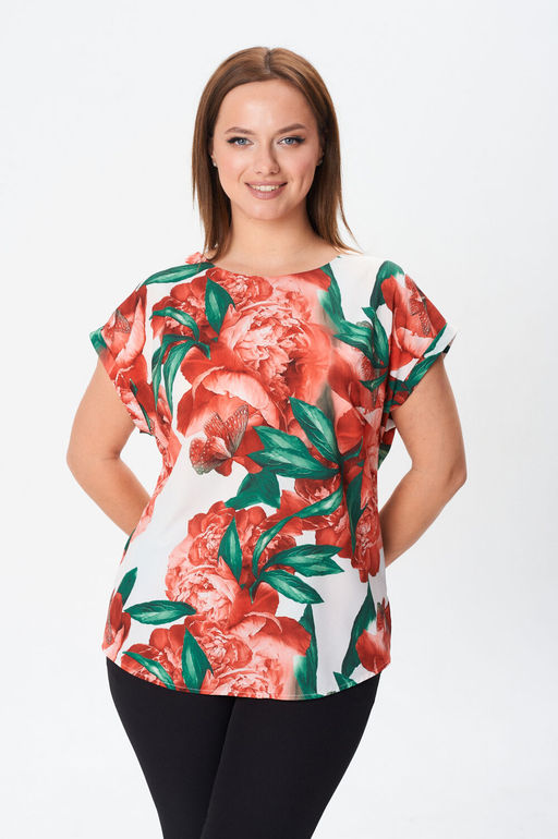 Блуза Modema 202 красные цветы - Ketty фото 6