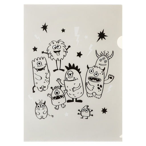 Набор папок-уголков А4, 180 мкм, Calligrata Монстрики, полупрозрачные, 6 штук, с принтом, микс  фото 2