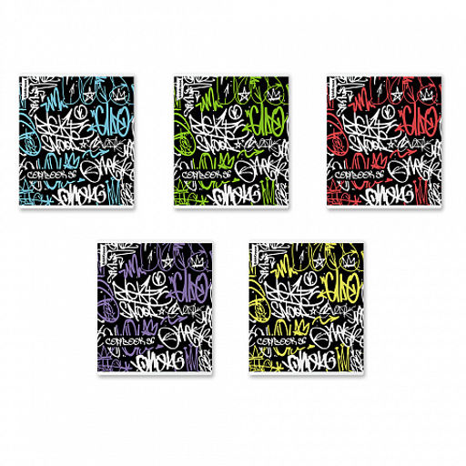 Цена за 5 шт. Тетрадь общая ученическая ErichKrause Graffity, 96 листов, клетка,матовая ламинация+выборочный лак_MIX-PACK фото 2