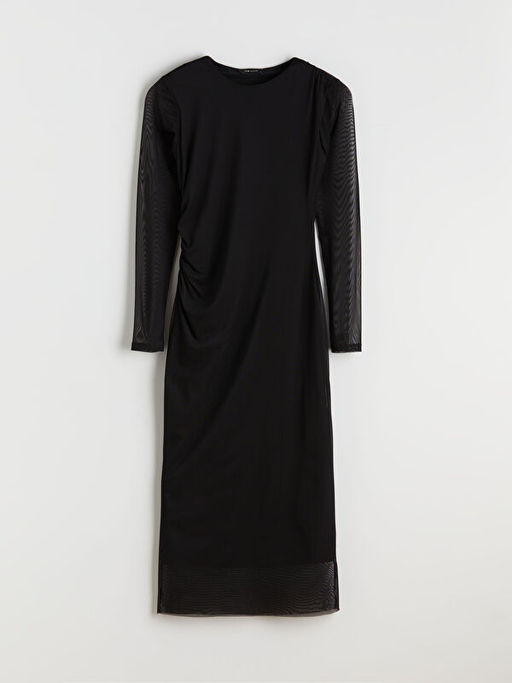 Bisiklet Yaka B?zg?l? Bodycon Elbise