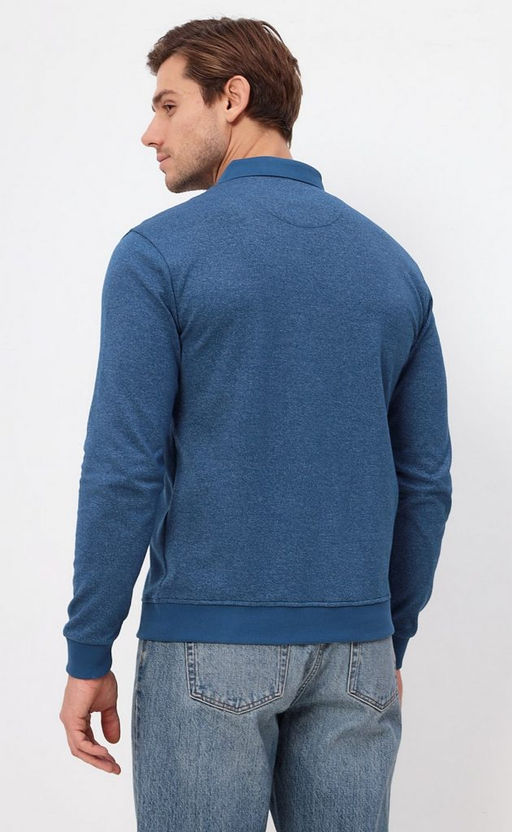 Футболка-поло мужская с длинным рукавом F321-07-9120 синяя - Fine joyce фото 10