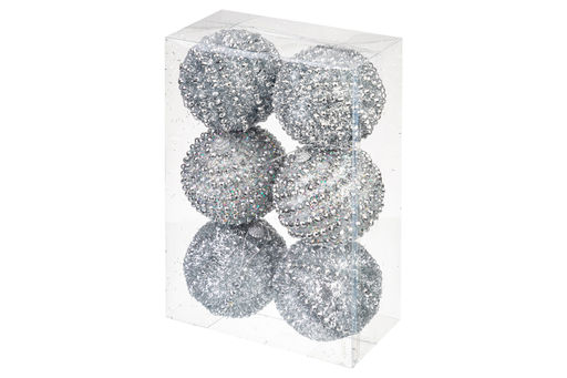 Набор 6 новогодних шаров 9,5*9,5 см Серебряный узор - Elan gallery фото 13