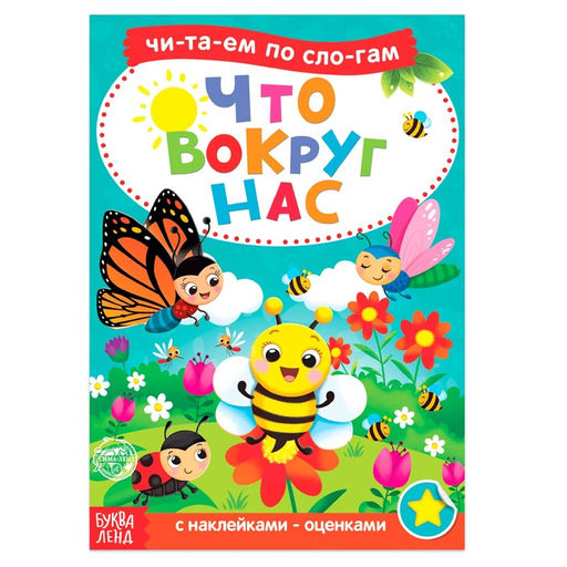 Книга с наклейками «Читаем по слогам. Что вокруг нас», 12 стр.