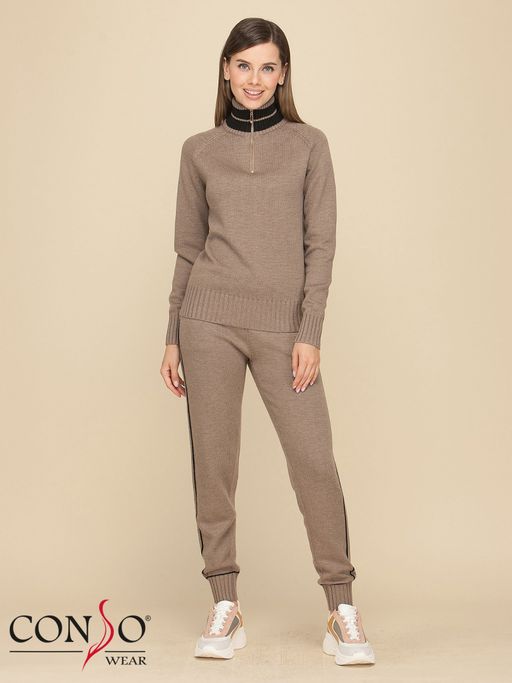Conso/KS 190608 - cappuccino Костюм женский: джемпер+брюки