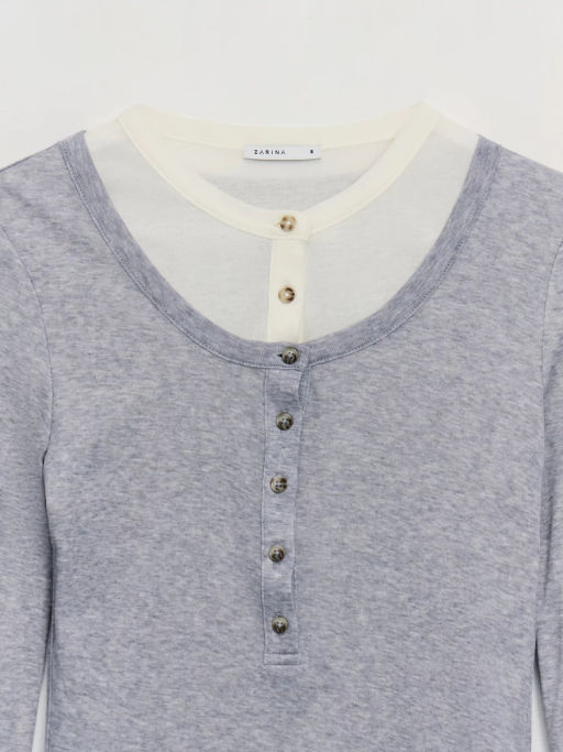 Облегающий лонгслив с двумя слоями / Zarina  фото 4