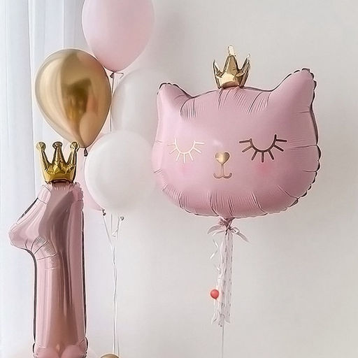 Воздушный шар фольгированный 32" «Кошечка-королева розовая»