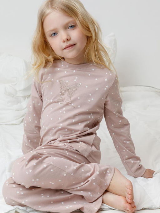 К 1639/кофейный,цветочные снежинки пижама для дев