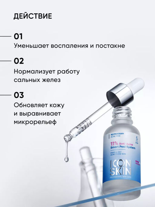 Пилинг для лица 11% от акне и воспалений - Icon skin фото 5