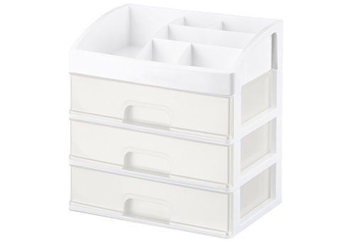 Органайзер для косметики 3 ящика 25,8*17,8*26,7 см белый/перламутр (модель 330306) - Elan gallery фото 3