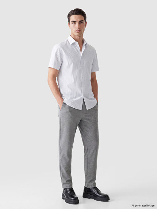 Slim Fit ?izgili Erkek G?mlek