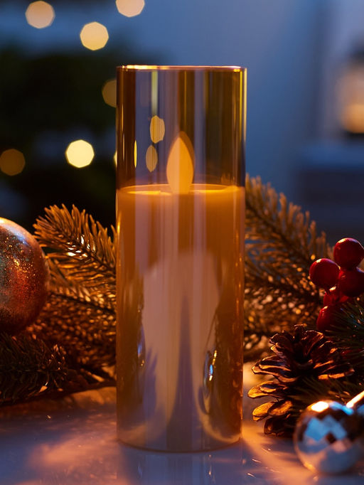 Светодиодная свеча «Золотистая», 16×5.5 см, от батареек AAx2, свечение тёплое белое