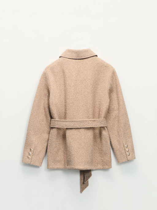 Куртка-рубашка из ткани с ворсом на поясе / Zarina  фото 3