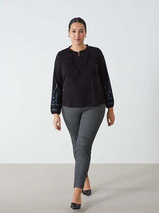 Beli Lastikli Kazaya?? Desenli Kad?n Pantolon