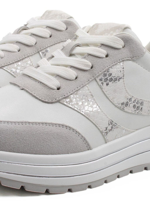 03-A1003-9 WHITE/LT. GRAY Кроссовки женские (натуральная кожа, натуральная замша)